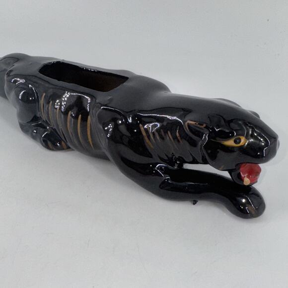 Black Panther Planter Figurine Miniature Redware Mid-Century Modern 12” L - Picture 4 of 14